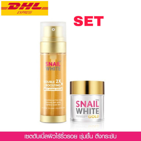 Snail White Double Boosting Serum Anti-aging Skin 80 ml + Gold Cream 50 ml (Set)