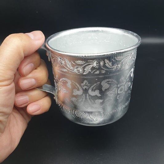 Silver Aluminum Cup Mug with Handle Beer Cocktail Drinking Thai Restaurant