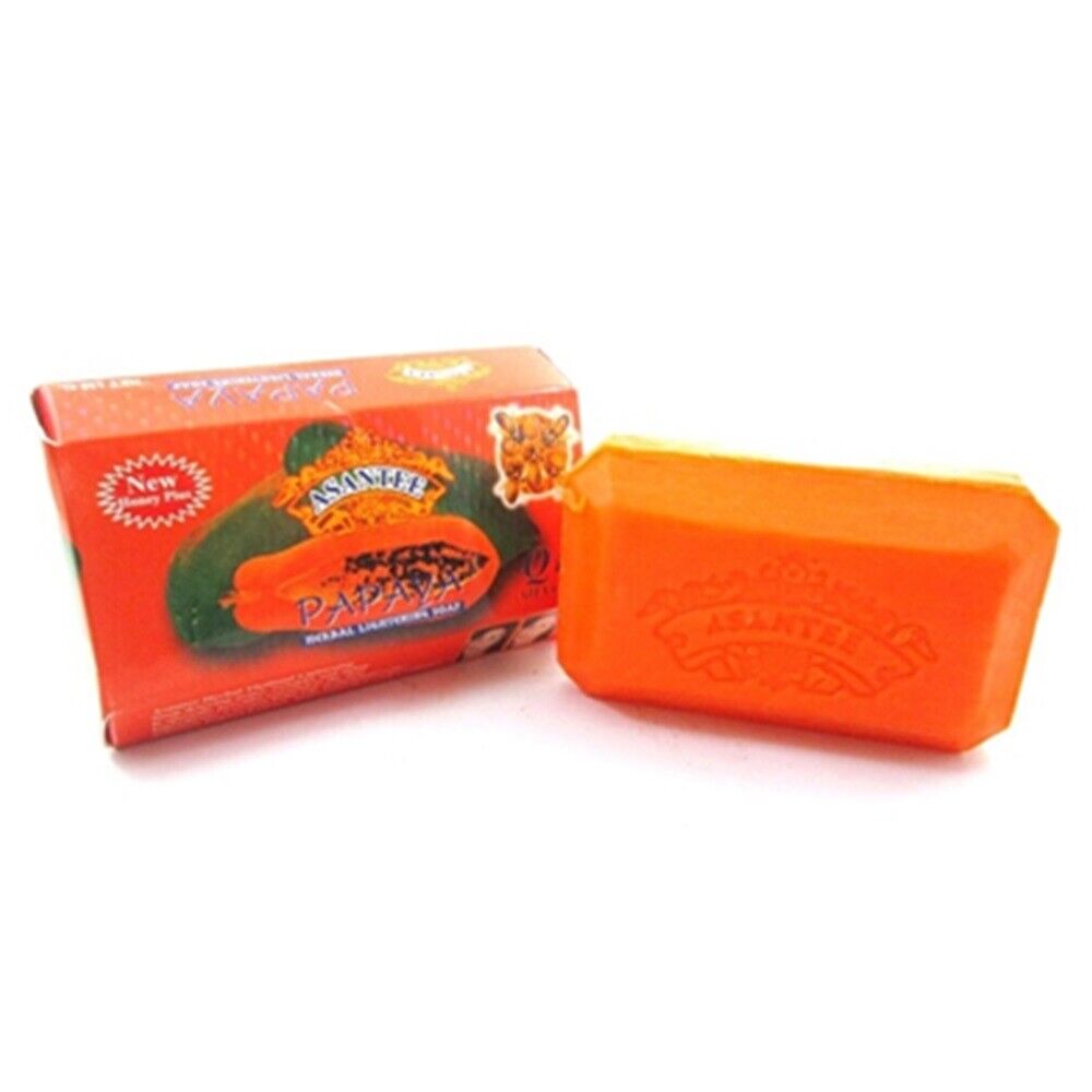 12 x125g Asantee Thai Papaya Herbal Honey Soap with Q10, AHA, BHA Skin Whitening