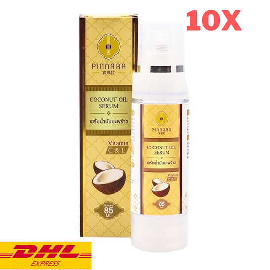 10x Pinnara Coconut Oil Serum Virgin Cold Press Vitamin C E for Skin Hair 85ml