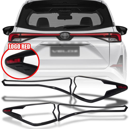 Set Tail Lamp Rear Light Cover Red Logo For Toyota Avanza Veloz 2022 Matte Black
