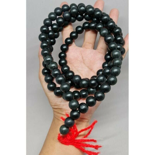 Rosary Praying Black Jade 108 Beads Gemstone Mala Meditation Thai Amulet 13mm.