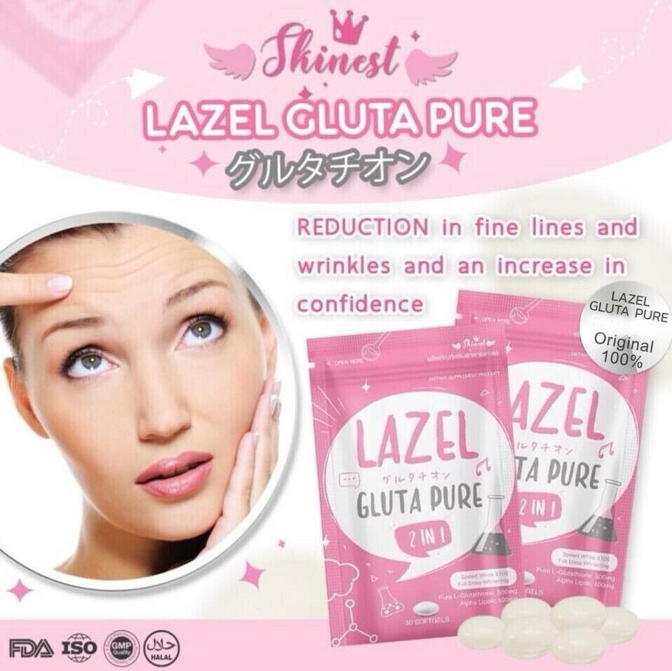 30 Softgels Lazel Supplement Vitamin Skin Care Gluta Pure Whitening Smooth