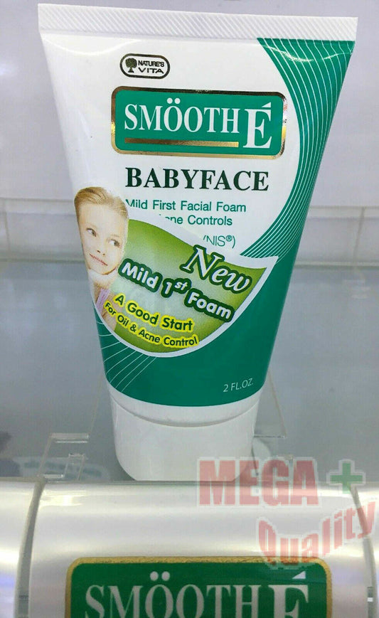 Smooth E Mild 1st Facial Foam Acne and Oil Controls Skin Wash Face 2 oz. 60g.