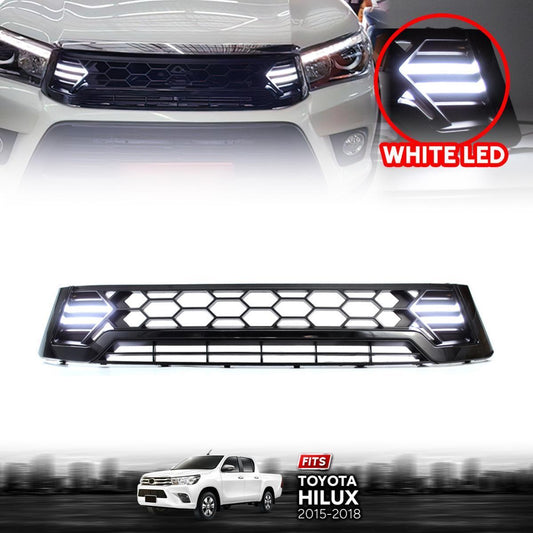 Black Grille LED Daytime Running Light For Toyota Hilux SR5 Pickup 2015-2018