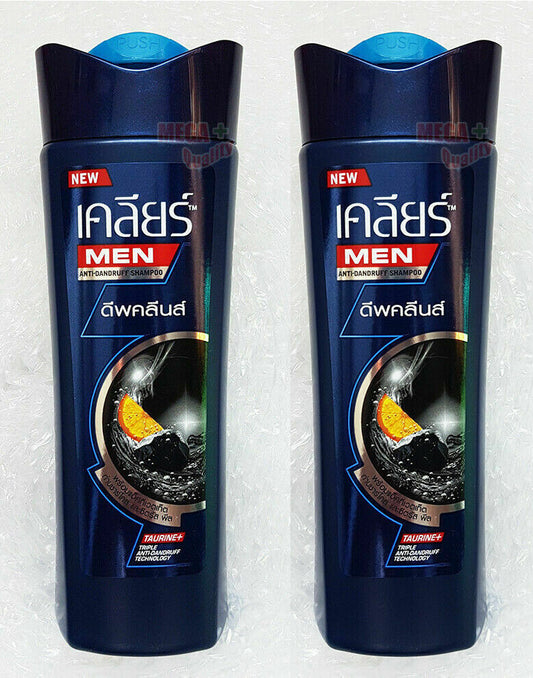 2 x CLEAR MEN ANTI DANDRUFF SHAMPOO DEEP CLEANSE ACTIVATED CARBON MENTHOL 145 ml