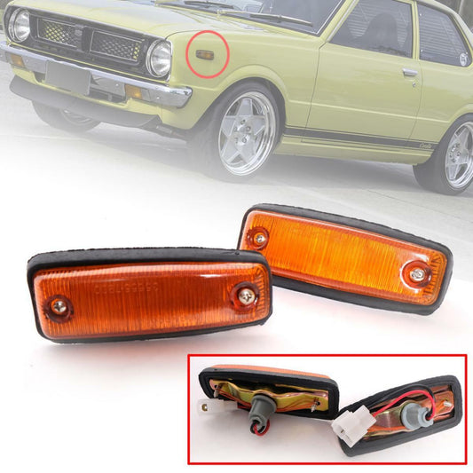 AMBER SIDE MARKER LIGHT LAMP PAIR LH RH FIT TOYOTA COROLLA KE30 KE36 1974-1980