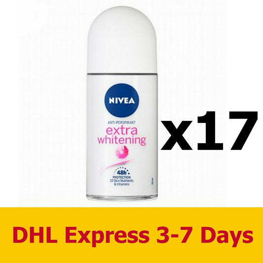 17x50ml NIVEA Extra Whitening Deodorant Underarm Roll-on Plucking Tighten pores