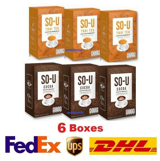 6x SO U THAI TEA COCOA Drink Weight Control Speed Up Metabolism Burn Excretion