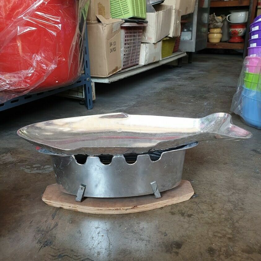 Shabu Hot Pot Fish Shape Plate Tray Stove Top Aluminum Charcoal Restaurant Thai