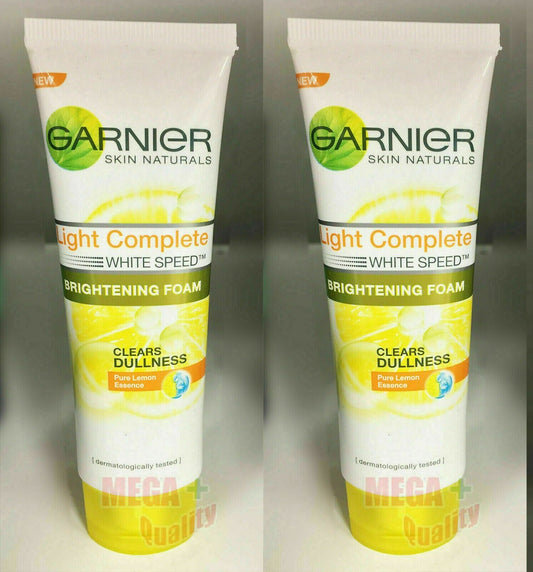 2 x Garnier Light Complete White Speed Brightening Facial Foam Dullness 50ml.