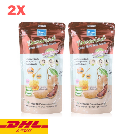 2x Yoko Tamarind Gluta Glow Salt Scrub Spa Body Bright Skin Soft Smooth 300 g