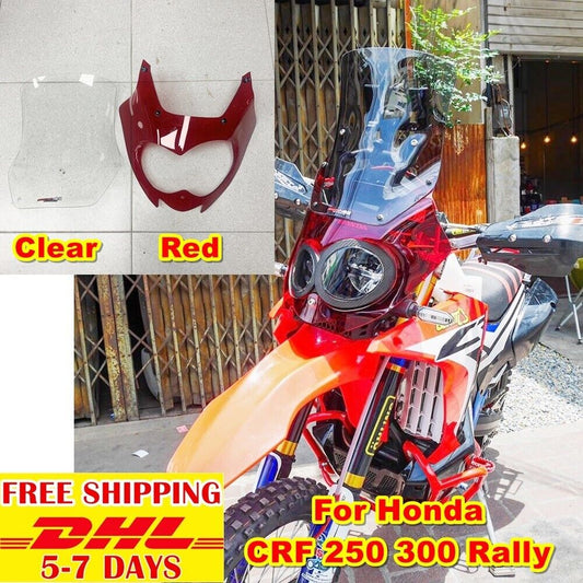 C8 Red Clear Windshield Windscreen Honda For CRF 250 300 Rally Deflector Screen