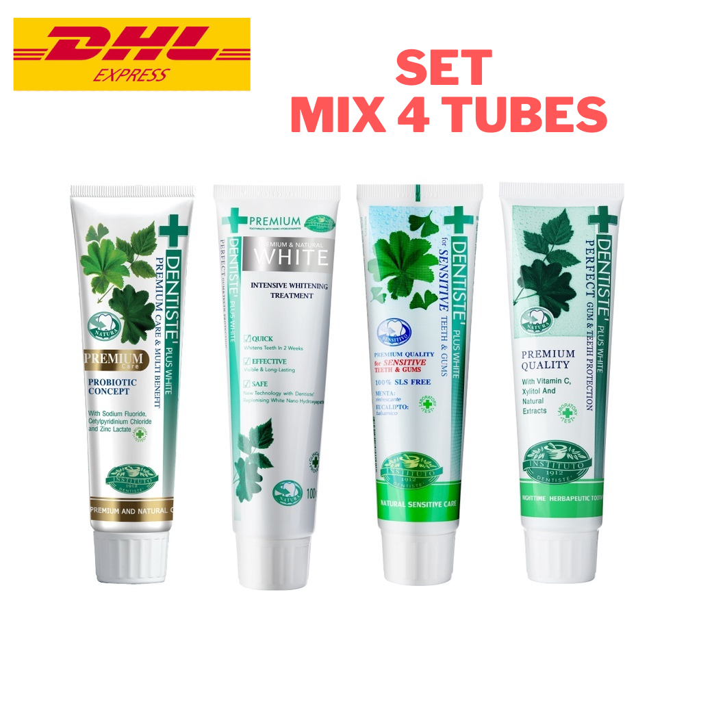Set Dentiste Mix 4 Formula Toothpaste Original Premium Care Sensitive White 100g