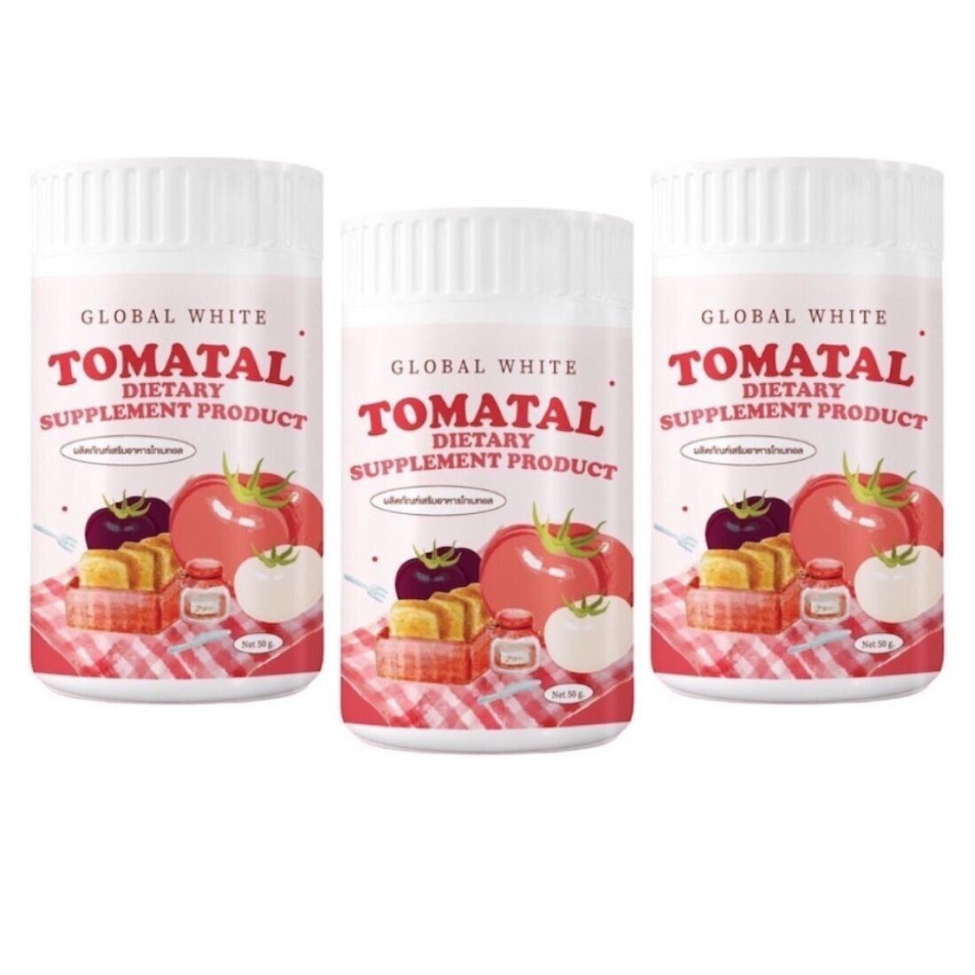 3x Global White Tomatal Tomato Instant Drink Powder Anti-aging Bright Skin 50 g