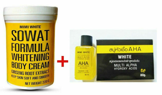 Mimi White SOWAT WHITE WHITENING BODY CREAM Serum Soap WITH GINSENG