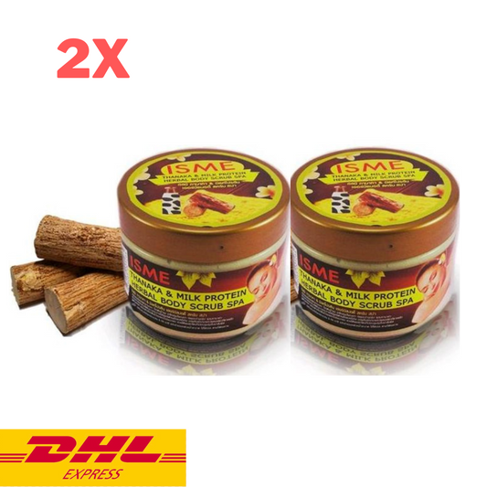 2x ISME Thanaka Tanaka Milk Protein Spa Salt Body Scrub Herbal Thai Natural 350g