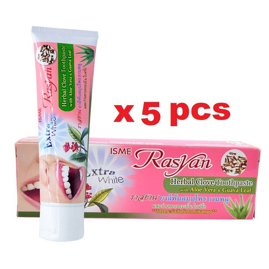 5x ISME Rasyan Toothpaste Clove Teeth White Clean remove stains fresh breath
