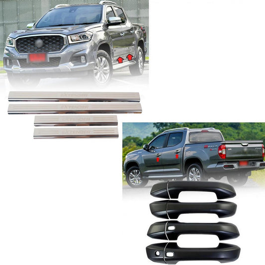 Black Door Handle Cover Scuff Plate Set For Maxus LDV T70 Pickup Ute 2020-2021