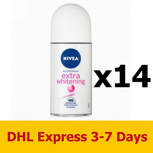 14x50ml NIVEA Extra Whitening Deodorant Underarm Roll-on Plucking Tighten pores