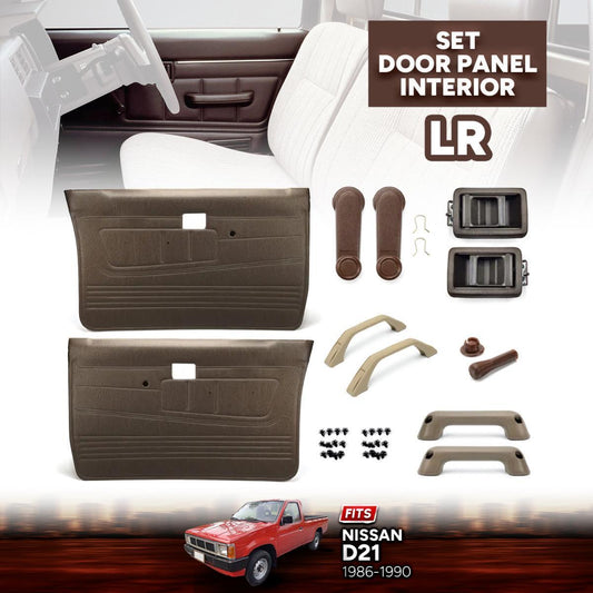 Set Door Panel Side Handle Lock Interior Brown LR For Nissan Navara D21 TD BDI