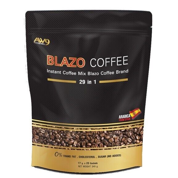 2x Blazo Coffee 29 in 1 Instant Mix Premium Arabica Non-Fat Sugar Free Healthy