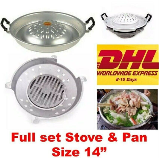 Set Grill Thai BBQ Pan Set Aluminum Hot Stove Korean Mookata Cook Pot Charcoal