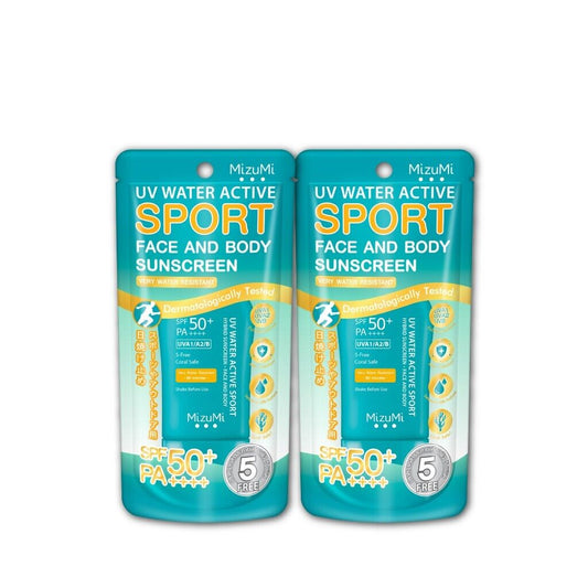 2x MizuMi UV Water Active Sport Sunscreen SPF50+ PA++++ Face Body Skin Serum 40g