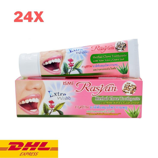 24x Rasyan Herbal Clove Toothpaste Thai Teeth Whitening Remove Plaque 100 g