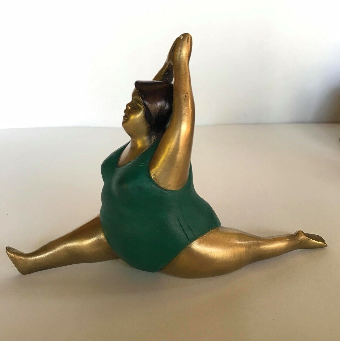 Yoga Lady Statue Fat Woman Art Sculpture Brass Thai Solid Home Decor Gift # 3