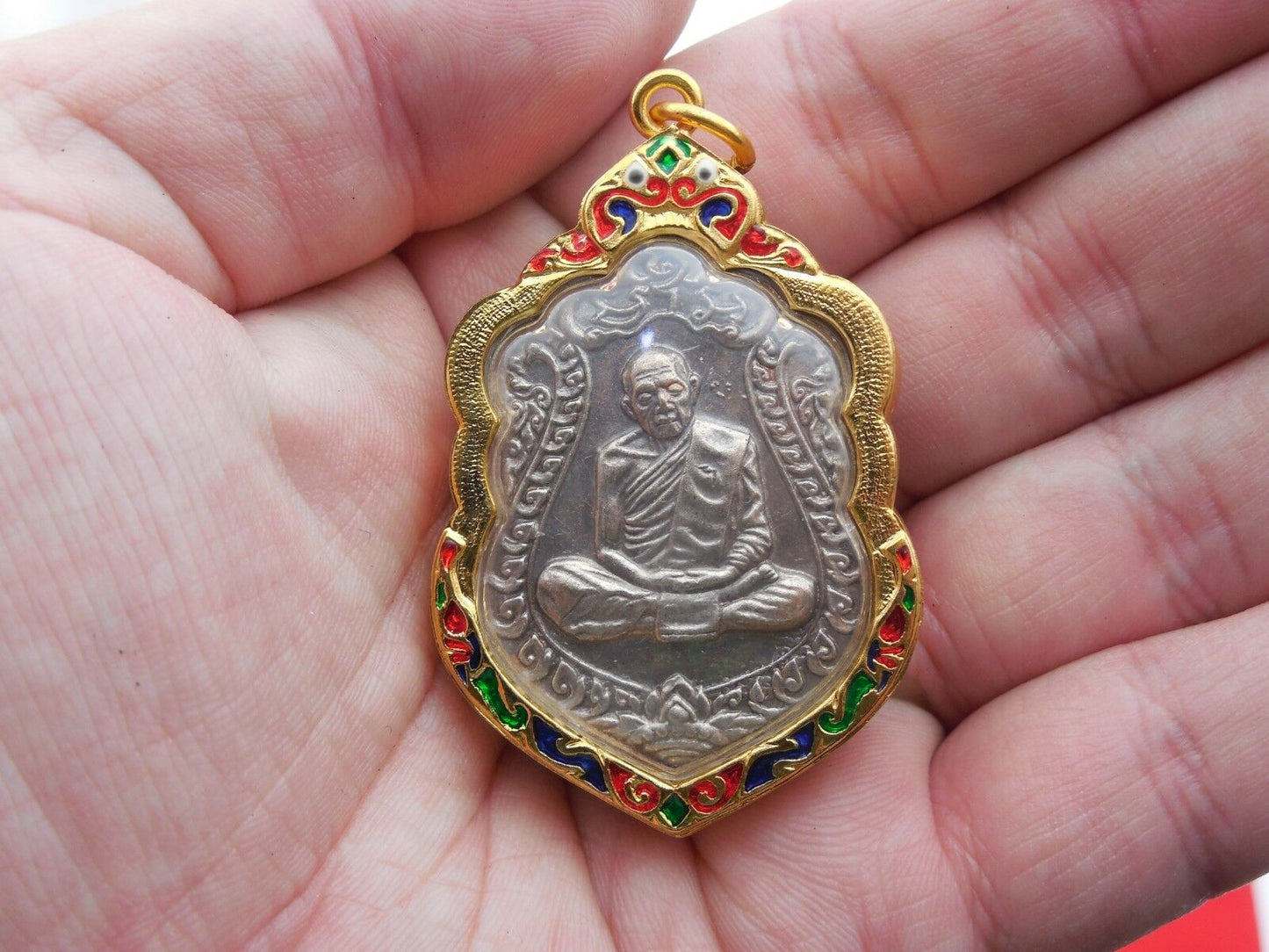 YANT Metal Phra LP Tim Wat Laharn Rai Thai Buddha Talisman Magic Pendant Amulet