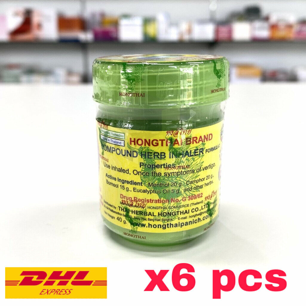 6x HONG THAI Traditional Herbal Inhaler Traditional Natural Aroma Dizziness 40g