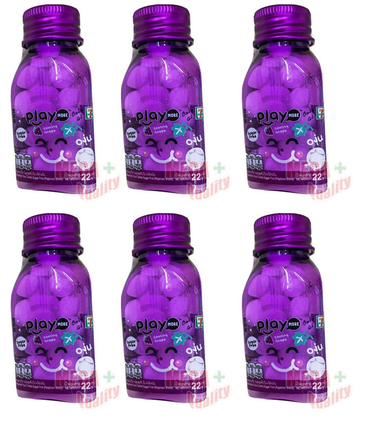 6 X 22 G Playmore Cooling Grape Menthol Fresh Breath Candy Thailand Sugar Free