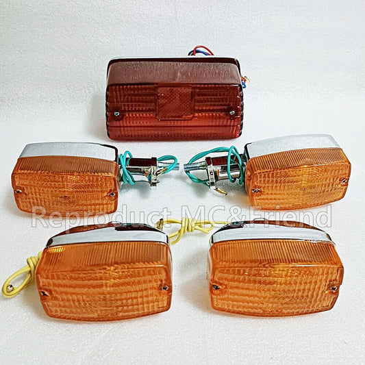 Set 5pcs. Front & Rear Turn Signal + Tail Lamp Light For Suzuki FR80 FR80N FR80X