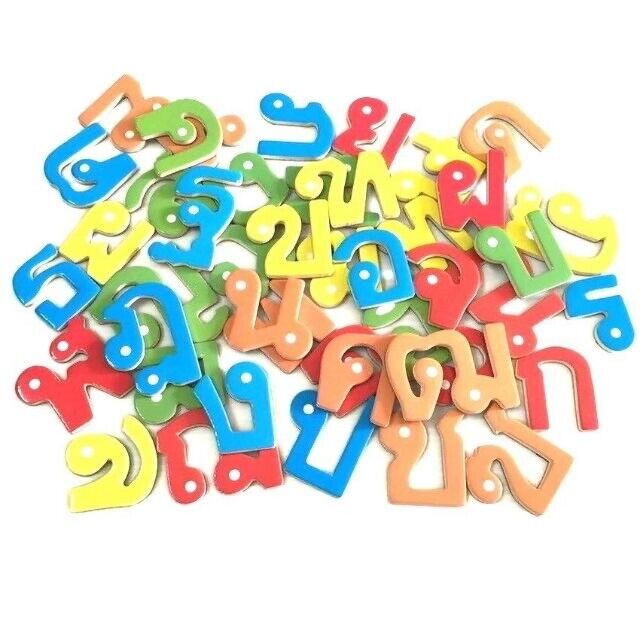 Wooden Magnet Thai Consonants 44 Letters ¡-Î Set To Learn Practice Thai Fun Toy