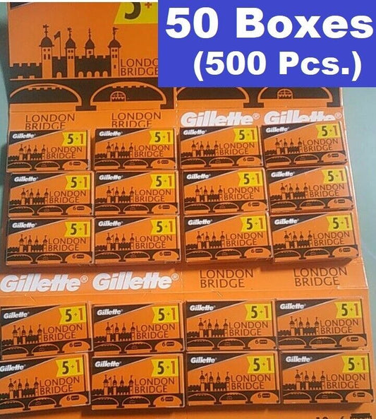 50 Boxes Gillette London Bridge 2 Sharp Razors Easy Shave Best Value (500 pcs)