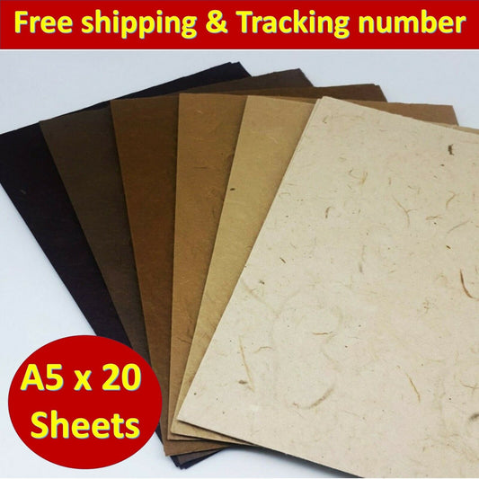 Mulberry Paper Sheets Handmade Natural Brown Tone Invitation Card Craft Art (A5)