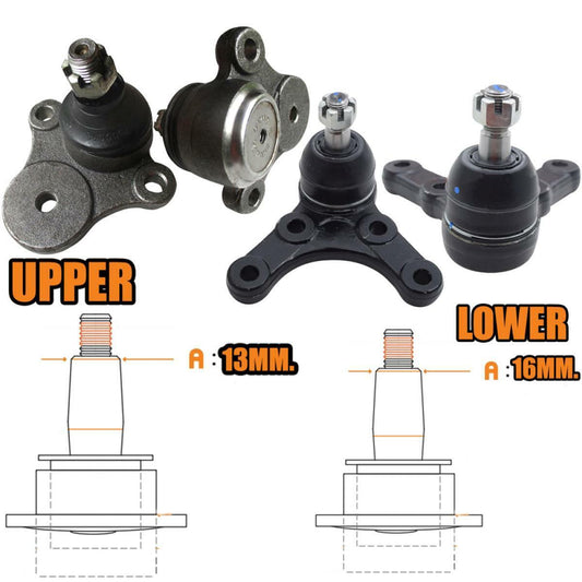 4x Lower Upper Ball Joint For Mazda B2000 B2200 B2600 Pickup Ute 1985-1998