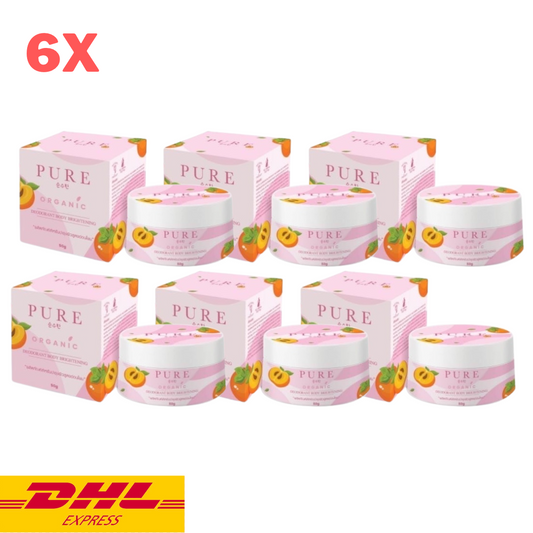 6x PURE Organic Underarm Cream Pink Brightening Armpit Deodorant Body Skin 50 g