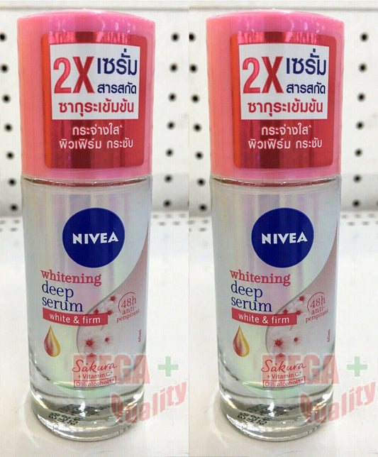 2x Nivea Extra White Sakura Deep Serum 10X Vitamin C Whitening Deodorant Roll-On