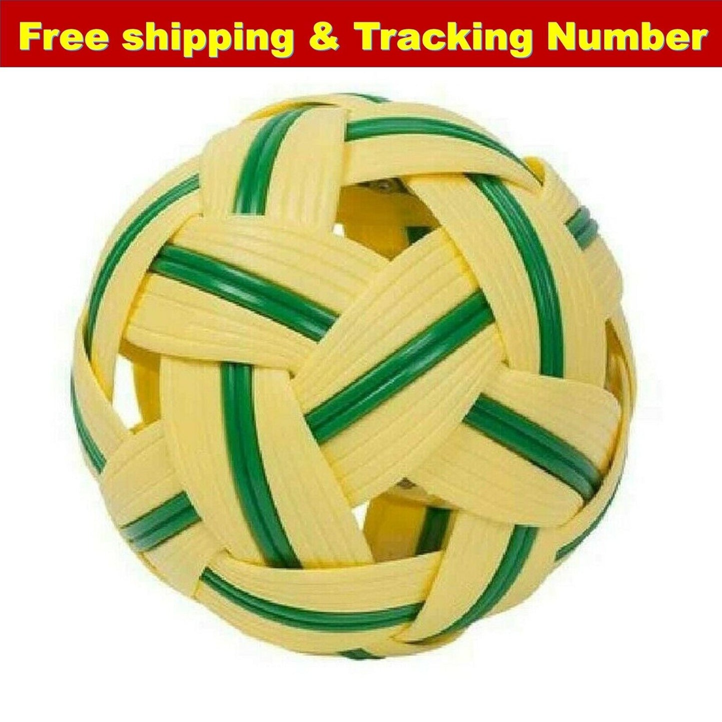 Rattan ball sepak takraw kick volleyball new training sport game yellow green
