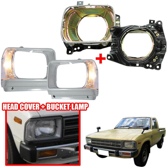 Set Headlight Cover Housing Bucket LR For Toyota Hilux Pickup RN40 1978-1983