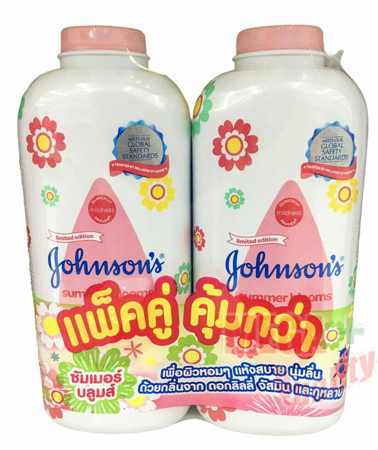 2 x 380g. Johnson Summer Blooms Baby Powder Lilie Jasmine Rose LIMITED EDITION