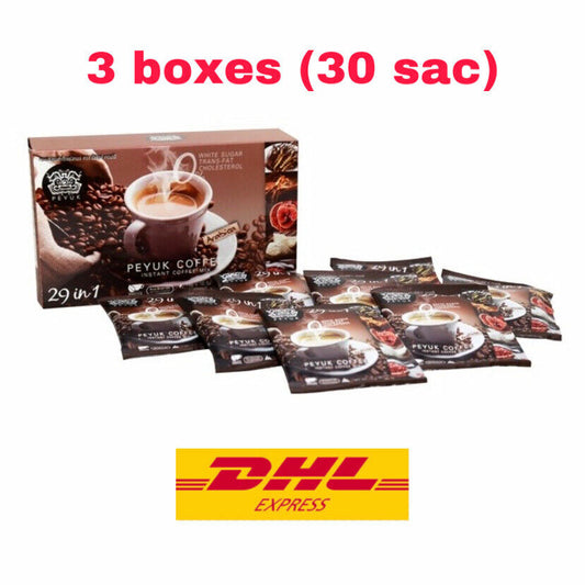 3x10sac PEYUK Instant 29 in 1 Coffee for Health Herbal Extract Arabica 150g/ box