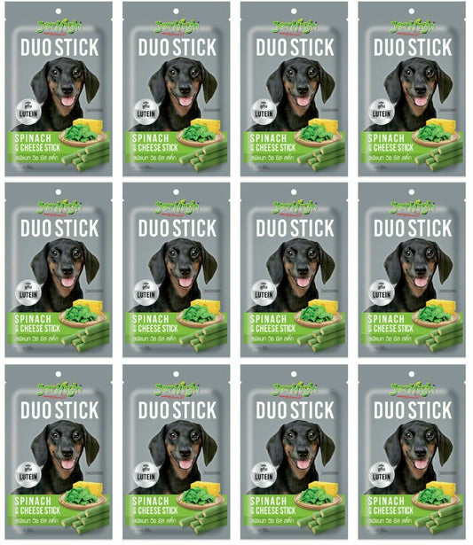 12pack JerHigh Duo Stick Spinach With Cheese Dog Treat 50 Gm