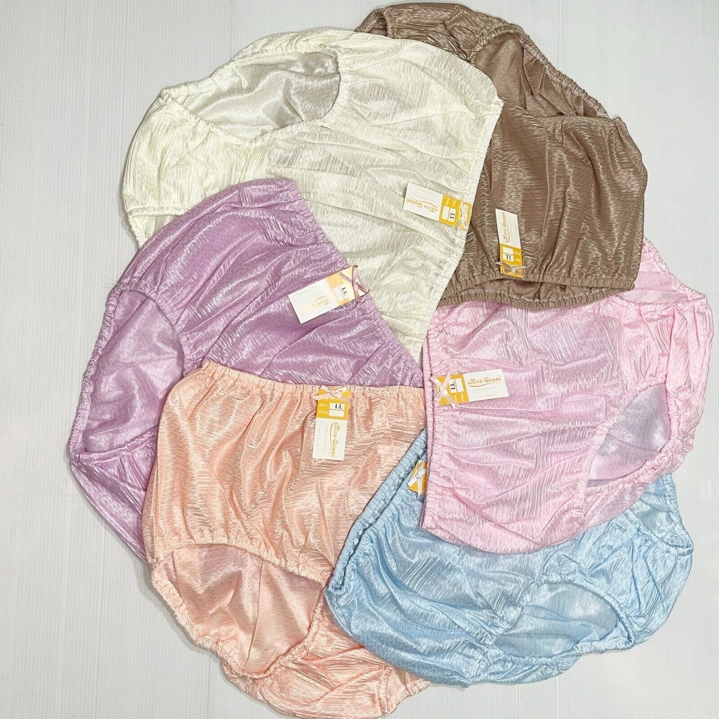 x6 Vintage Nylon Silky Panties Women Knickers Hi Briefs Sissy Underwear Size LL