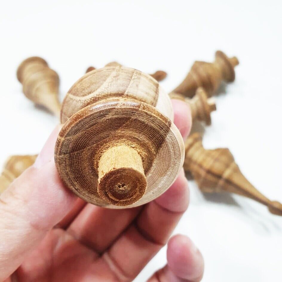 10Pcs Teak Wooden Finial Antique Furniture Unpainted Home Decor DIY Home Decor