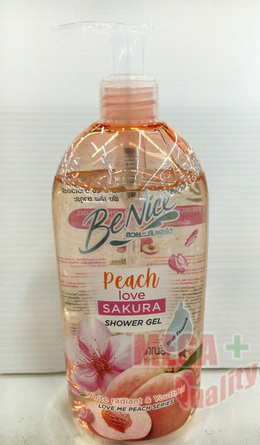 BeNice Peach Love SAKURA Shower Gel Wash Glow And Hydrate Fruit Essence 450ml.