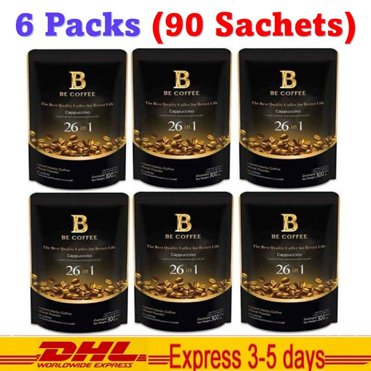 6x Be Coffee 26 in 1 Instant Mix Herbs Cappuccino Healthy 0% Sugar 300g