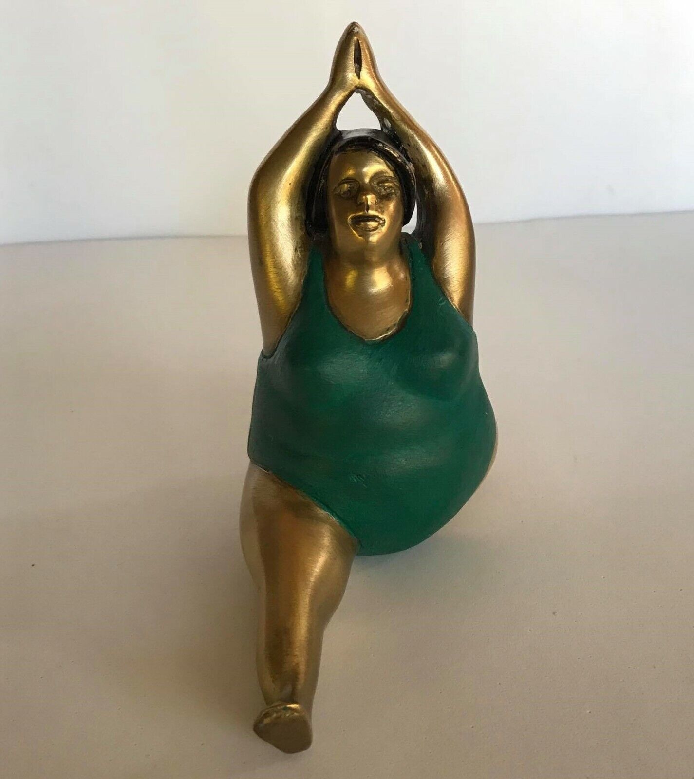 Yoga Lady Statue Fat Woman Art Sculpture Brass Thai Solid Home Decor Gift # 3